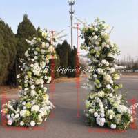 Arche de mariage en rose verte et en hortensia la plus vendue, 210 cm, en forme de corne, arche florale artificielle pour mariage et décoration de fête