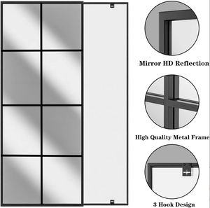 <span class=keywords><strong>Espejo</strong></span> de Pared de Longitud Completa con Marco Estilo Rústico, <span class=keywords><strong>Espejo</strong></span> Decorativo Colgante o de Apoyar para Sala de Estar, Dormitorio o Entrada - Product Image 4