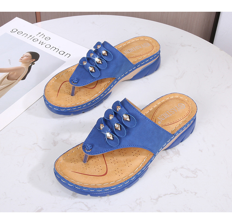 Ladies Casual High Heel Sandals Round Head Thick Platform Casual Flip Flops Sandals for Women
