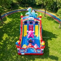 Structure gonflable combinée toboggan et château rebondissant de qualité supérieure, grande taille, capacité 30 enfants, PVC épais, pour parc aquatique et aire de jeux de centre d'amusement
