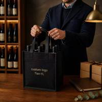 Tas Belanja Jinjing Anggur 6 Botol dengan Logo Kustom, Bahan Non Woven, Dilengkapi Sekat dan Pegangan yang Diperkuat untuk Kemasan Hadiah Winery