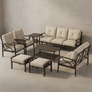 Ensemble <span class=keywords><strong>de</strong></span> canapés d'extérieur classiques élégants, structure en métal bronze, 6 pièces, mobilier <span class=keywords><strong>de</strong></span> patio, ensemble <span class=keywords><strong>de</strong></span> sièges profonds, coussins imperméables, <span class=keywords><strong>salon</strong></span> <span class=keywords><strong>de</strong></span> <span class=keywords><strong>jardin</strong></span> - Product Image 4