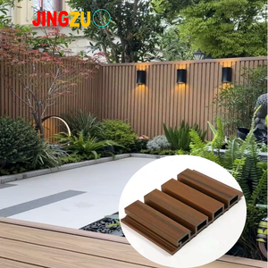 Panneau mural en WPC à rainures co-extrudées Batten Design, décoration extérieure, revêtement composite en PVC, grain <span class=keywords><strong>de</strong></span> <span class=keywords><strong>bois</strong></span>, panneaux 3D imperméables - Product Image 1