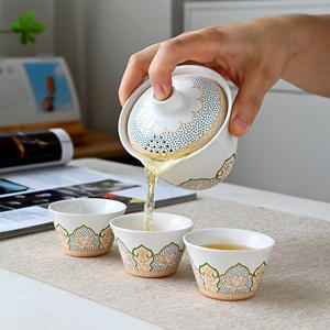 <b>Japanese</b> Style Ceramic Kung Fu Tea <b>Set</b> Porcelain 3-Piece Portable Outdoor Travel <b>Teapot</b> With Cups For Gift - Product Image 4