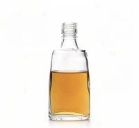 Botol Kaca Mini Pipih Sishang Slim 140ml dengan Tutup, Desain Ramping, Botol Perjalanan Portabel, Wadah Sampel Wiski/Minuman Keras, Tahan Lama