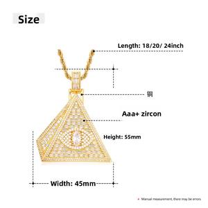 Colgante de joyería antigua egipcia de circonio chapado en oro de 18 quilates, colgante de cobre cristiano con diamante francés en forma de palo de cantante de <span class=keywords><strong>Rap</strong></span> - Product Image 6