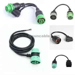 Deutsch 9pin J1900 ke OBD2 kabel konektor untuk truk GPS kawat harness kit