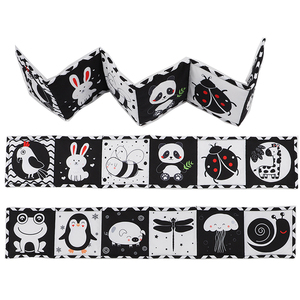 Juguete Divertido para Bebés, Libro de Tela Plegable Suave en Blanco y Negro para el Desarrollo Visual Temprano, con Forma de Animal y Espejo para Bebés - Product Image 6