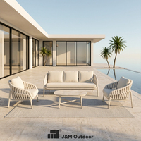 J&M Outdoor Ensemble de mobilier de jardin tressé avec canapé et table pour complexe balnéaire