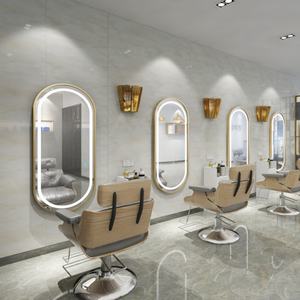 Miroir de beauté LED mural grand format pour salon de coiffure, design moderne, doré, article de salon tendance - Product Image 2