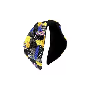 Diadema de cuentas de semillas en forma de turbante de último diseño brillante para mujer - Product Image 1