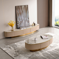 Table basse Table centrale et meuble TV ensemble tiroir en acier inoxydable salon marbre nouveauté luxe
