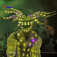 Costume LED Cyber style chinois avec cornes de dragon lumineuses pour scène, boîte de nuit, carnaval, défilé, événements et spectacles