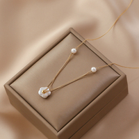 Kalung INS Trendy 14K Gold Filled Motif Bunga Baroque dengan Mutiara Air Tawar Alami untuk Wanita