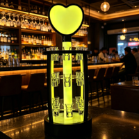 Support de Présentation Lumineux Rechargeable pour Verres à Shot LED, Étagère en Fer Pré-Assemblée, Design Art Déco, Présentoir pour Verres en Forme de Balle HYX HYX-7