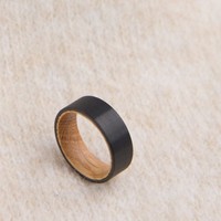 Bague en bois minimaliste de 8 mm, bague en bois massif noir, bague en tungstène pour homme, alliance avec incrustation de bois
