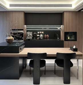 Walnut Wood Grain Luxury Style <b>Bar</b> <b>Cabinet</b> Customized Sideboard Storage Pantry Integrated <b>Cabinet</b> Wall Panel Eco-Friendly - Product Image 1