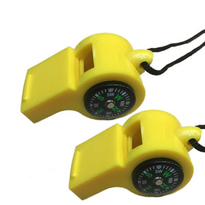 Two In One Whistle With Compass Compact Portable Emergency Outdoor Camping Sports ABS Material Hanging Ring Type - Product Image 1