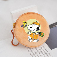 Porte-monnaie rond en peluche Snoopy, mini pochette à fermeture éclair mignonne de dessin animé, sac de rangement pour écouteurs, petit portefeuille portable
