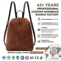 Mochila de Gamuza Marrón Castaño, Correa de Cuero de Lujo, Minimalista, Elegante, Chic, para Viajes Diarios, Mochila para Mujer, OEM Personalizada