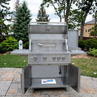 Barbecue à gaz moderne haut de gamme à 4 + 1 brûleurs Backburner infrarouge 304 support en acier inoxydable gril rotatif automatique LGP pour