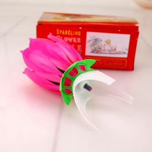 Bougie d'anniversaire musicale Lotus rotative, chantante, électronique, lumineuse, en cire <span class=keywords><strong>de</strong></span> roche, écologique, à piles - Product Image 5