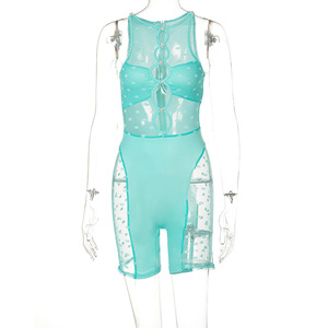 Combinaison Courte Femme Transparente et Évidée à Col Rond Profond, Meilleure Vente, Idéale pour le Club – Livraison Directe - Product Image 2