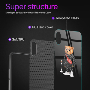 Coque de téléphone portable en verre trempé pour Iphone 13promax, ours de dessin animé, housse de protection - Product Image 3