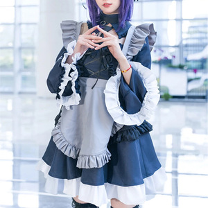 Kitagawa Kaimu Costume de cosplay de demoiselle d'honneur pour femme adulte, tenue de déguisement anime, bleu et blanc, tablier à volants, manches longues - Product Image 2
