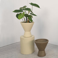Pot de fleurs en ciment de magnésium nordique, design en forme de bol, sur pied, pour fleurs et plantes vertes, style minimaliste YX138