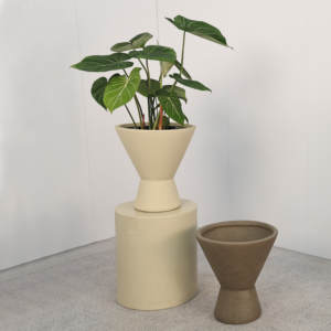 Pot de fleurs en ciment de magnésium nordique, design minimaliste, grand format, sur pied, pour plantes vertes - Product Image 3