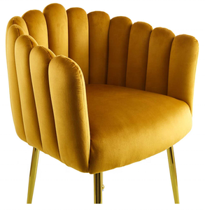 Chaise à pétales capitonnée en velours pour salon, style simplicité moderne, chaise de salle à manger en velours capitonnée <span class=keywords><strong>Mika</strong></span> avec pieds noirs dorés - Product Image 5