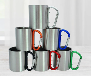 Mug à bière isotherme en acier inoxydable avec mousqueton, poignée autobloquante, isolation thermique 12-24 heures, portable pour le camping et les voyages en extérieur - Product Image 2