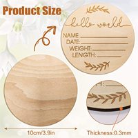 Panneau de naissance réutilisable en bois gravé avec le nom du bébé, rond, 10 cm, « Hello World », accessoire photo pour nouveau-né, cadeau de naissance pour la chambre de bébé