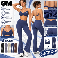 Ensemble de fitness GM, nouveau design, pantalon large à bretelles spaghetti, tissu extensible doux, séchage rapide, vêtements de sport d'été, ensemble de yoga pour femmes