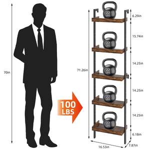Estante para Botellas de <span class=keywords><strong>Vino</strong></span> de 5 Niveles, Estante Alto para Exhibición de Botellas de Licor con Rejillas, Almacenamiento para Whisky, para Comedor, Cocina, Bar - Product Image 3