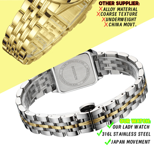 Custom Logo <b>Gold</b> Fashion Women's Quartz <b>Watch</b> OEM Stainless Steel Glass <b>Rectangle</b> Waterproof Luxury Business Party - Product Image 4