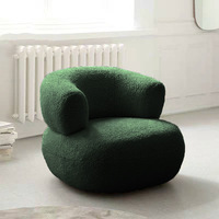 Fauteuil de loisirs moderne et élégant blanc en laine, fauteuil à dossier bas en bouclettes, canapé de loisirs en laine d'agneau Tedd Sofalamb