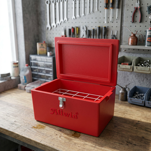 35L Red Insulated Cooler Box ABS Ice <b>Chest</b> Square Lockable <b>Storage</b> <b>Chest</b> for Food Beverage Outdoor Use - Product Image 2