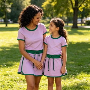 GSD3672 RTS Vestido de Verano para Bebé Niña, Color Morado, Estampado Sólido, Manga Corta, Largo hasta la Rodilla, Transpirable, Venta al por Mayor - Product Image 1