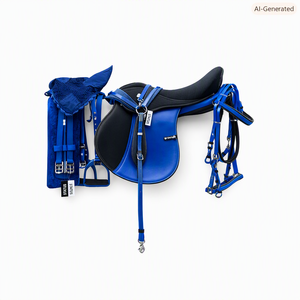 Silla de montar western de la mejor calidad con cabezada, pechera y cincha de tela a juego. - Product Image 1