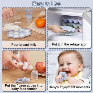 Bac à glaçons en silicone pour aliments complémentaires pour bébés, bac à glaçons pour sucettes, bac à glaçons pour lait maternel, fabricant de contenants pour bébés faits maison - Product Image 2