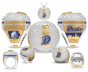 Anillo de Campeonato Personalizado con Incrustaciones de Cristal/Pedrería, Chapado en Oro Rosa, Forma de Corazón, para Fútbol y Voleibol - Product Image 3