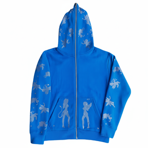 Sudadera con cremallera completa unisex para hombre, sudadera informal de invierno con capucha, detalle de diamantes de imitación, material de poliéster/algodón con - Product Image 1