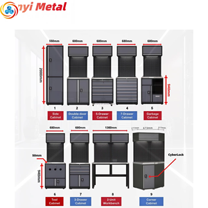 Modular Tool Cabinet Solid Steel Workbench Lockable Wood Top OEM 7 <b>Drawers</b> Keyed Locking System 500kg Load Capacity Outdoor - Product Image 2