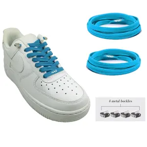 Оптовая продажа на заказ, плоские эластичные шнурки для обуви 7 мм из полиэстера с металлическим наконечником