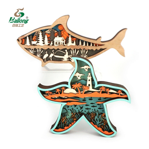 Fabbrica professionale animali da spiaggia decorazione nautica rustica artigianato in legno tagliato al laser decorazioni per la casa - Product Image 5
