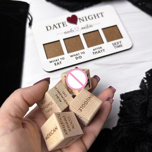 After Dark Edition Date Night <span class=keywords><strong>Juego</strong></span> de dados de madera Productos <span class=keywords><strong>sexuales</strong></span> de madera reutilizables para parejas Aniversarios Cita Noches - Product Image 5