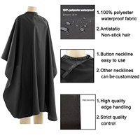 Lot de 5 capes de coiffure noires en polyester imperméable avec logo personnalisé pour salon de coiffure et spa