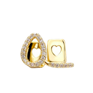 Grillz en forme de goutte d'eau dorés avec incrustation de zircon pour fête, accessoire de style hip-hop unisexe - Product Image 3